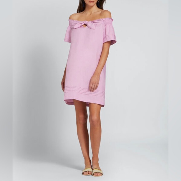Seed Heritage Dresses & Skirts - SEED HERITAGE Linen Lilac Off The Shoulder Smock Dress